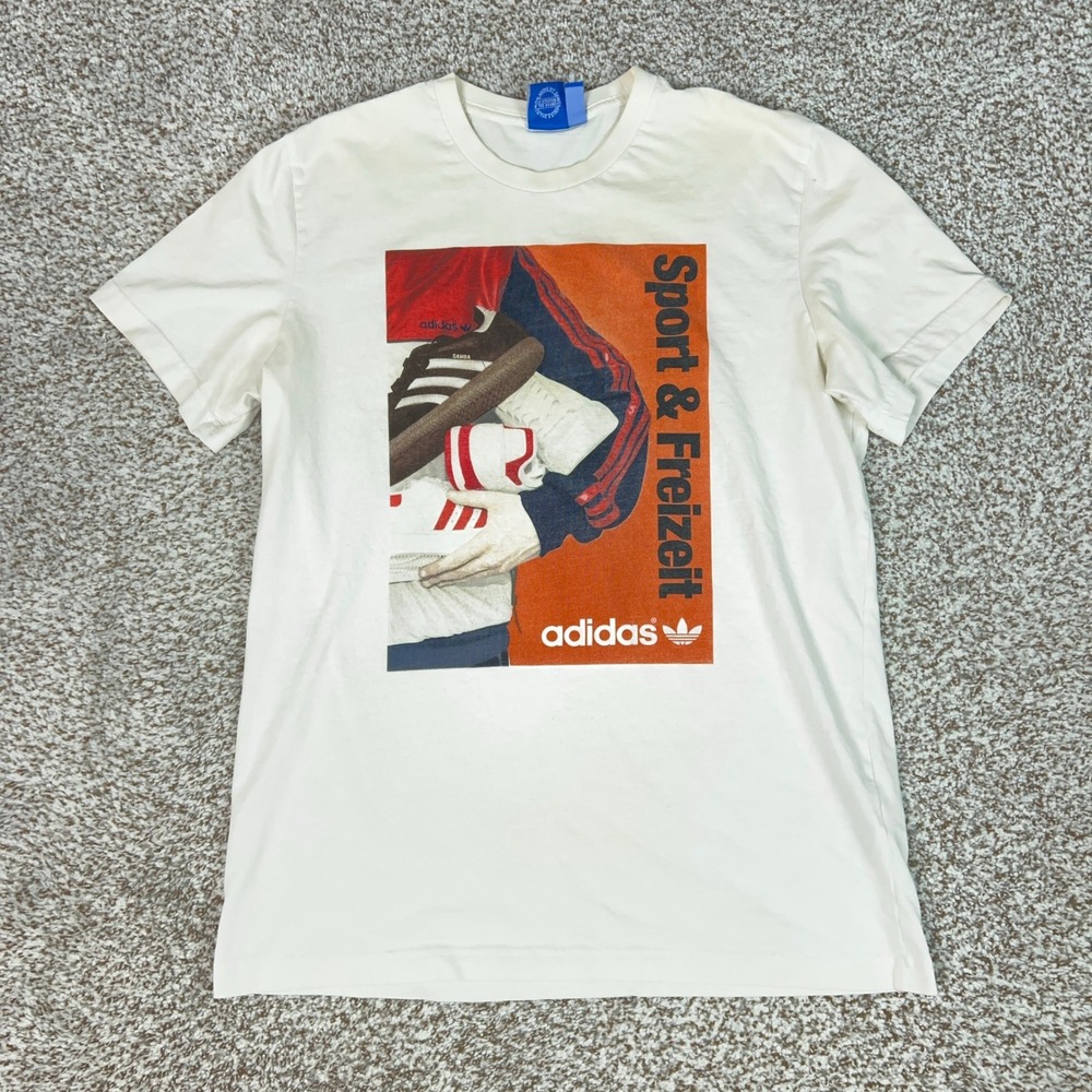 Adidas Shirt Mens Large White Sport Freizeit Samba Graphic Tee Originals Cotton